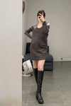 marc le bihan off shoulder skirt 2852 E23 MOKA